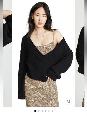 Free People Black Off-the-Shoulder Wrap Sweater